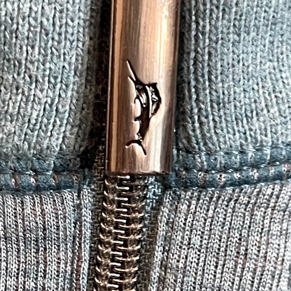 Tommy Bahama Flipshore Half-Zip Reversible Sweatshirt Teal/Grey Color Combo, XL - Picture 6 of 12